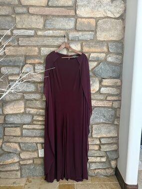 Elegant Burgundy Women's Long Cape jumpsuit